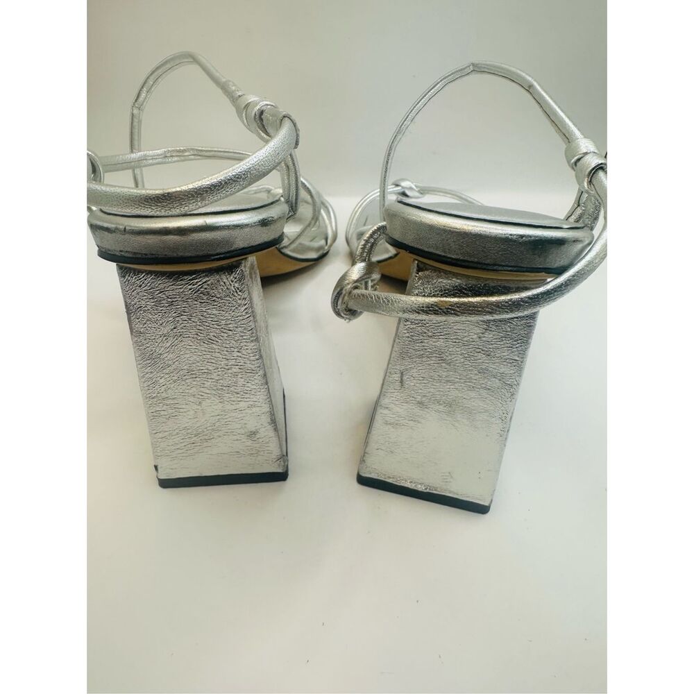 Marc Fisher Women's Silver Giada Block Heel Strappy Sandals Size 7M - Picture 4 of 5